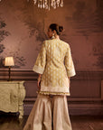 Mustard Dori Short Kurti With Tissue Garara Set