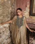 Gold Crushed Tissue Kaftan Set