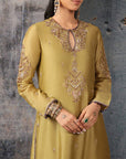 Mehrang Olive Green Straight Long Kurta Set