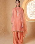 Mehrang Peach Short Pheran Kurta Set