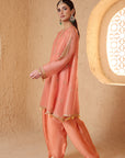Mehrang Peach Short Pheran Kurta Set