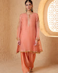 Mehrang Peach Short Pheran Kurta Set