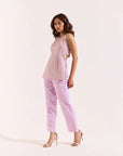 Lavender and Gold Chanderi Set