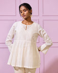 Pleated Ivory Chanderi Top