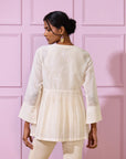 Pleated Ivory Chanderi Top