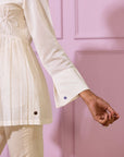 Pleated Ivory Chanderi Top