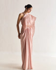 Layered Wave Pre Stitched Saree Rose Gold