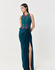 Draped Twist Skirt Teal