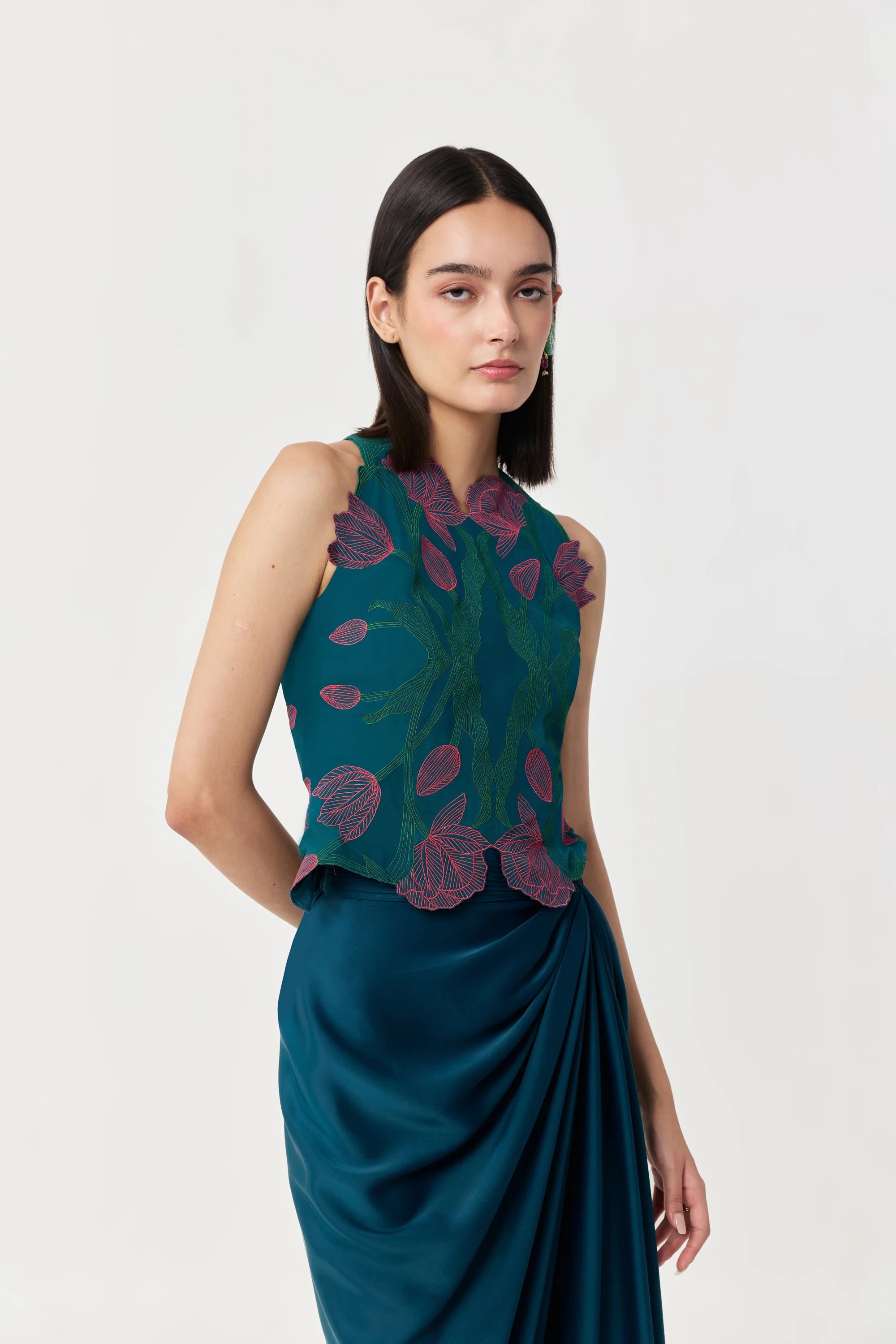Draped Twist Skirt Teal