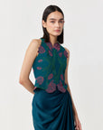 Draped Twist Skirt Teal