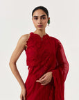 Wild Tulip Pre Stitched Saree Set Red
