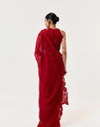 Wild Tulip Pre Stitched Saree Set Red