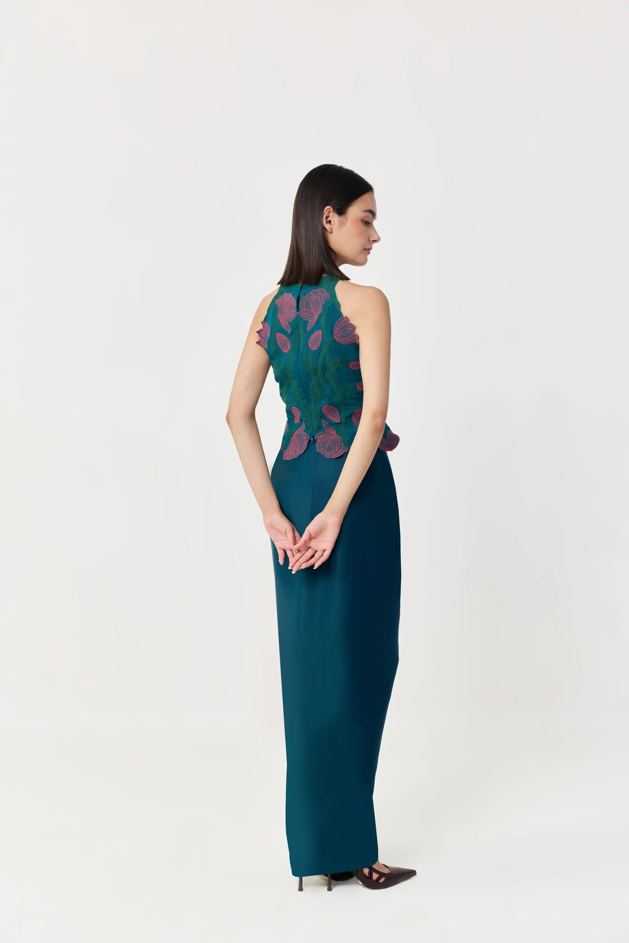 Draped Twist Skirt Teal