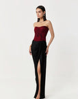 Moss Forest Embroidered Corset Set- Black & Red