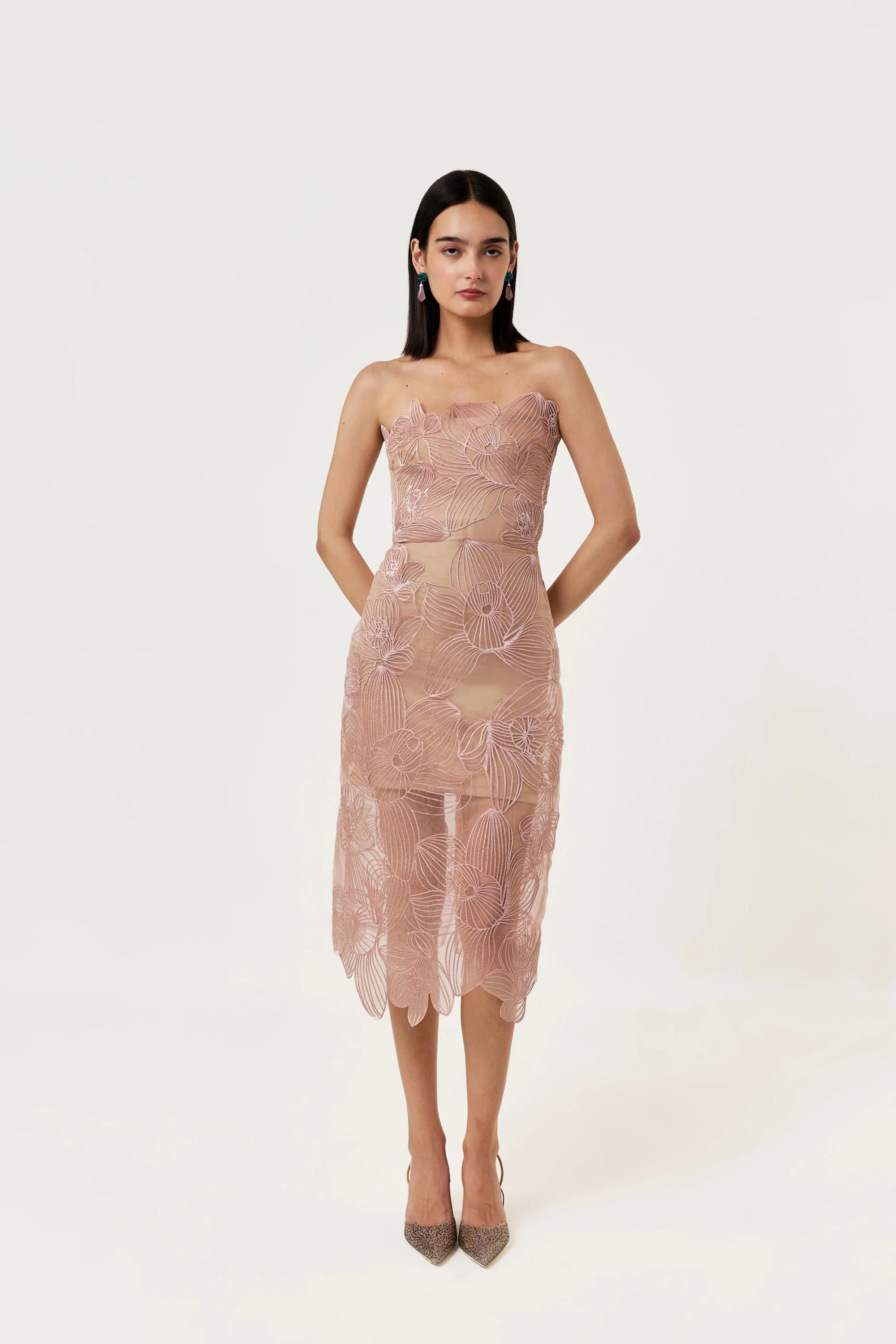 Orchid Applique Midi Dress