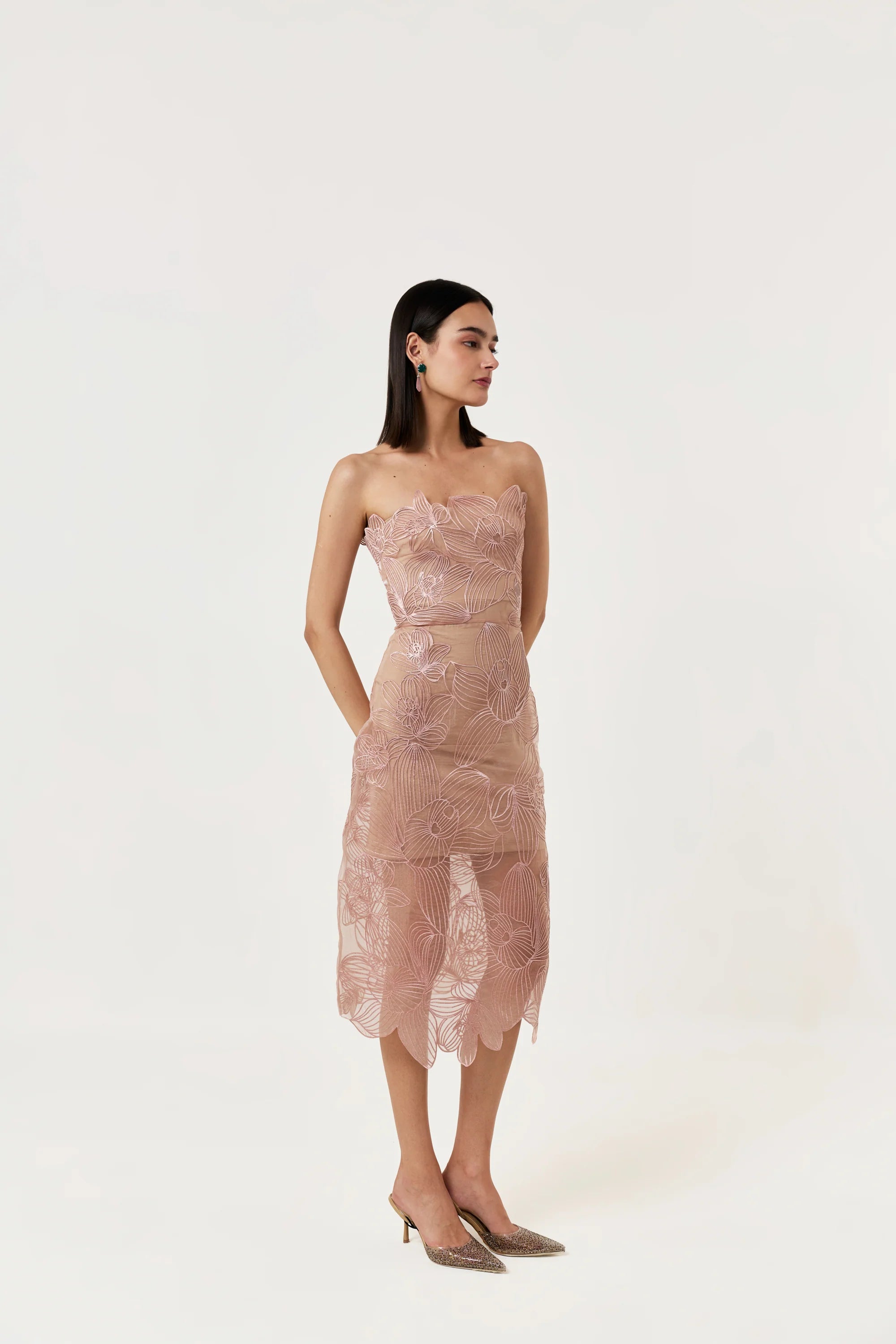 Orchid Applique Midi Dress