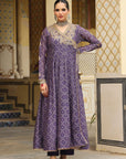 Ahista Purple Printed Angrakha Kurta Set