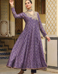 Ahista Purple Printed Angrakha Kurta Set