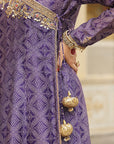Ahista Purple Printed Angrakha Kurta Set