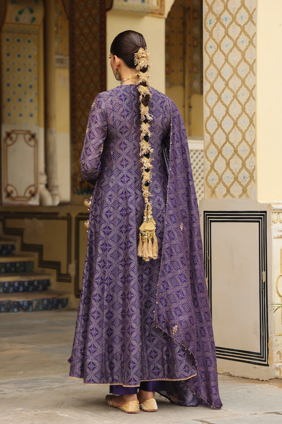 Ahista Purple Printed Angrakha Kurta Set