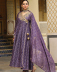 Ahista Purple Printed Angrakha Kurta Set