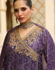Ahista Purple Printed Angrakha Kurta Set