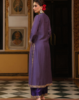 Ahista Purple Printed Pakhi Yoke Heavy Straight Kurta Set