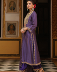 Ahista Purple Printed Pakhi Yoke Heavy Straight Kurta Set