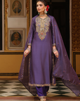 Ahista Purple Printed Pakhi Yoke Heavy Straight Kurta Set
