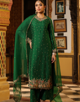Ahista Green Mayur Applique Long Kurta Set