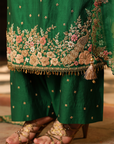 Ahista Green Mayur Applique Long Kurta Set