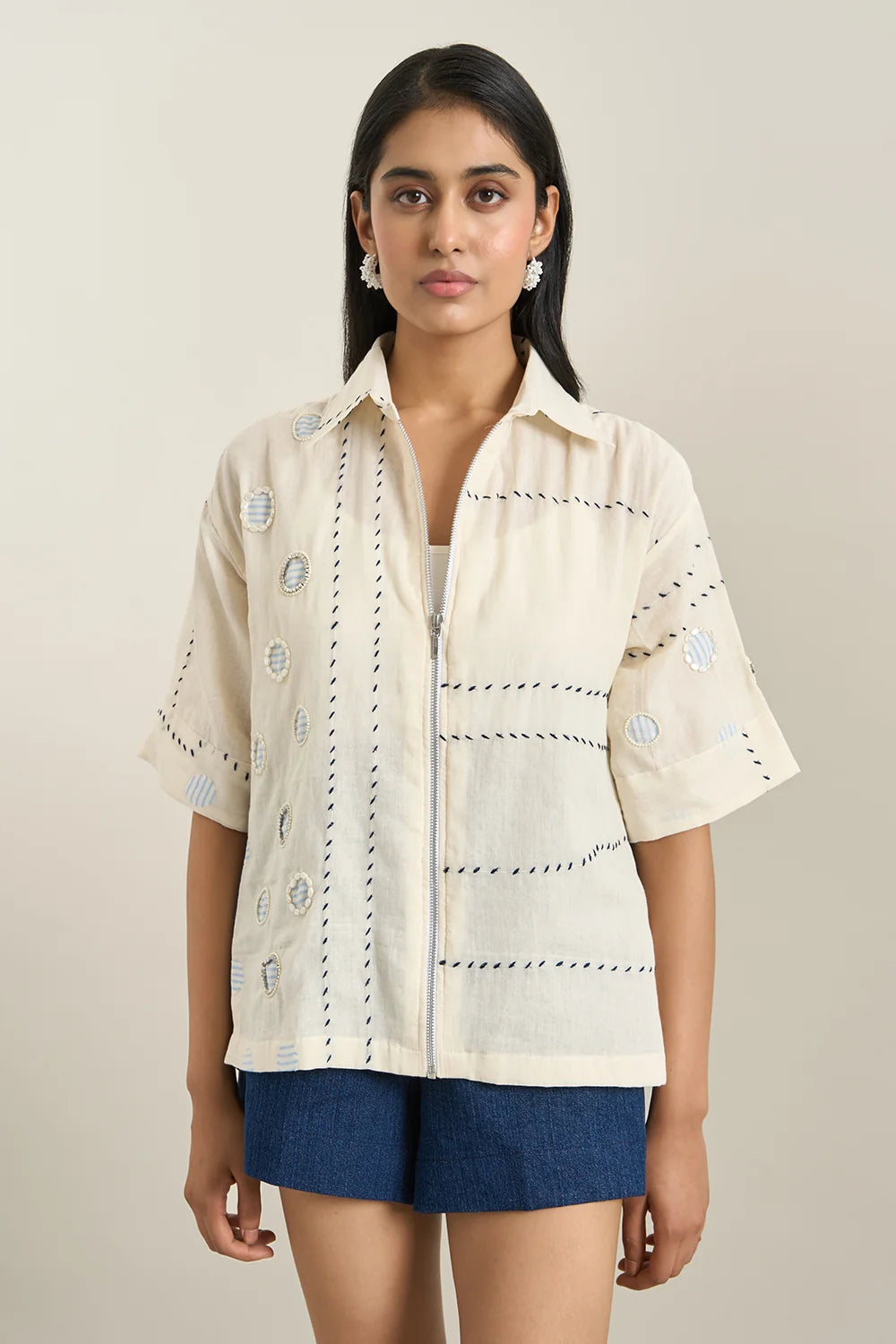 Off White Mal Treadwork Round Circle Applique Jacket