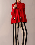 Red Top with Stripe Pants