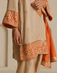 Beige-Rust Kurta Set