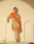 Beige-Rust Kurta Set