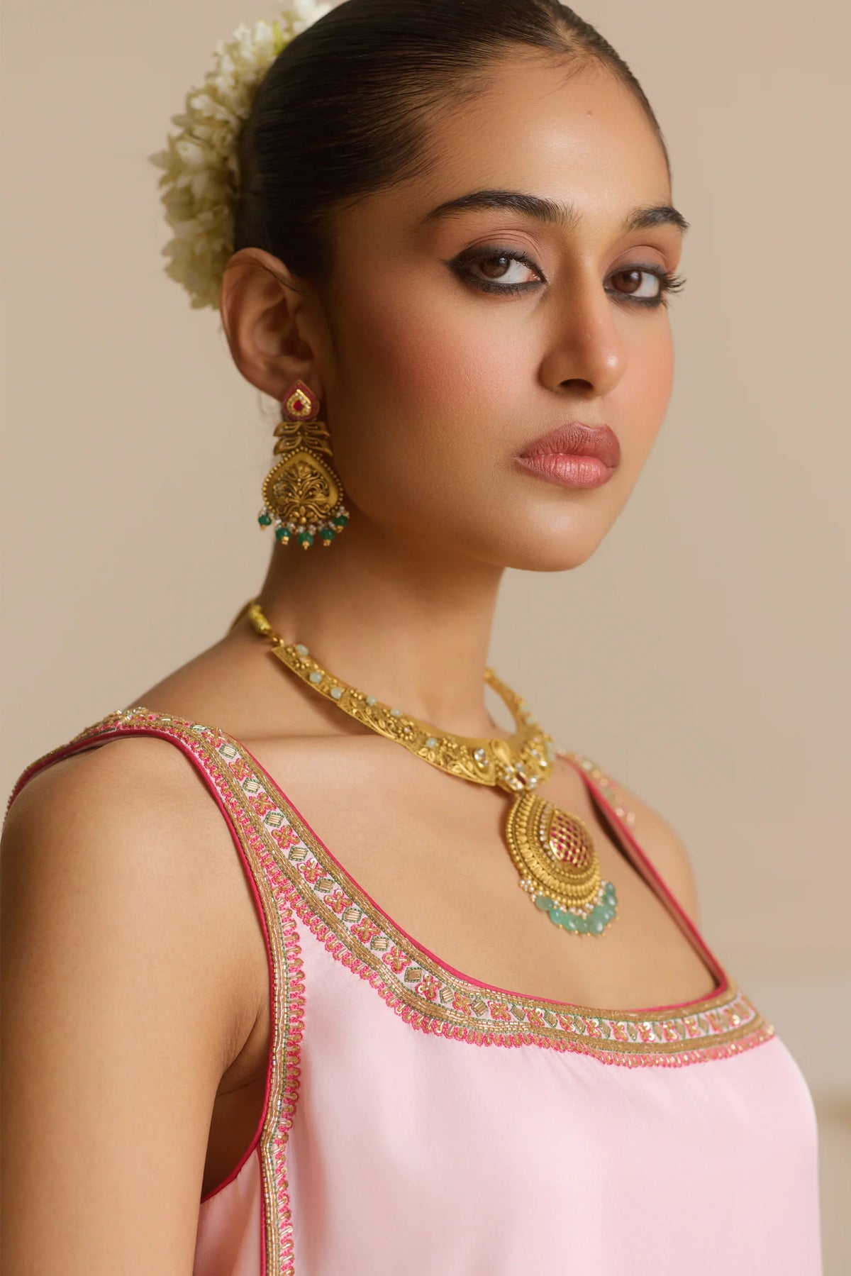Powder Pink Strappy Kurta Set