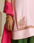Powder Pink Strappy Kurta Set