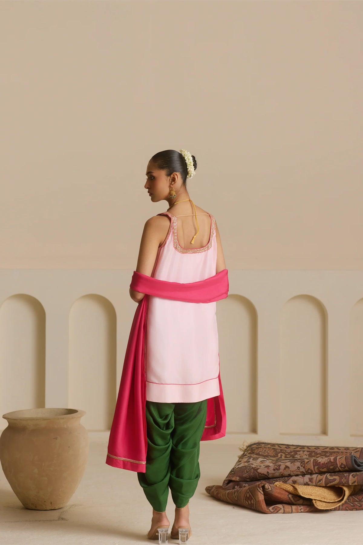 Powder Pink Strappy Kurta Set