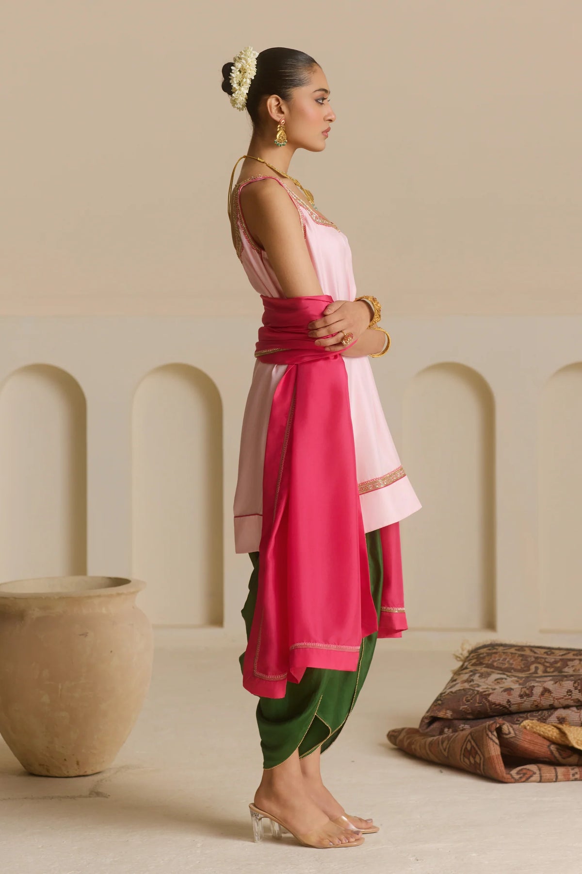 Powder Pink Strappy Kurta Set