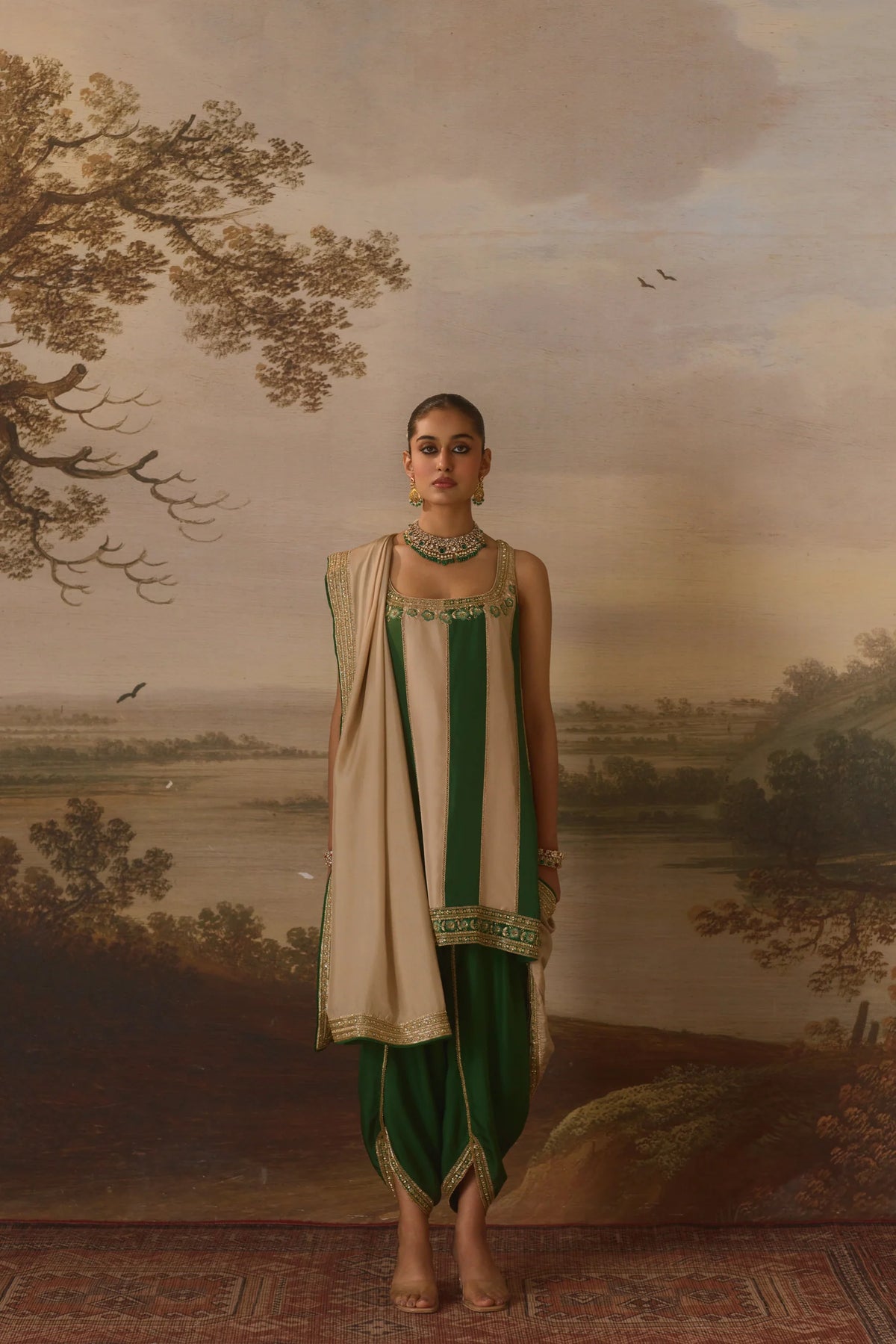 Forest Green Strappy Kurta Set