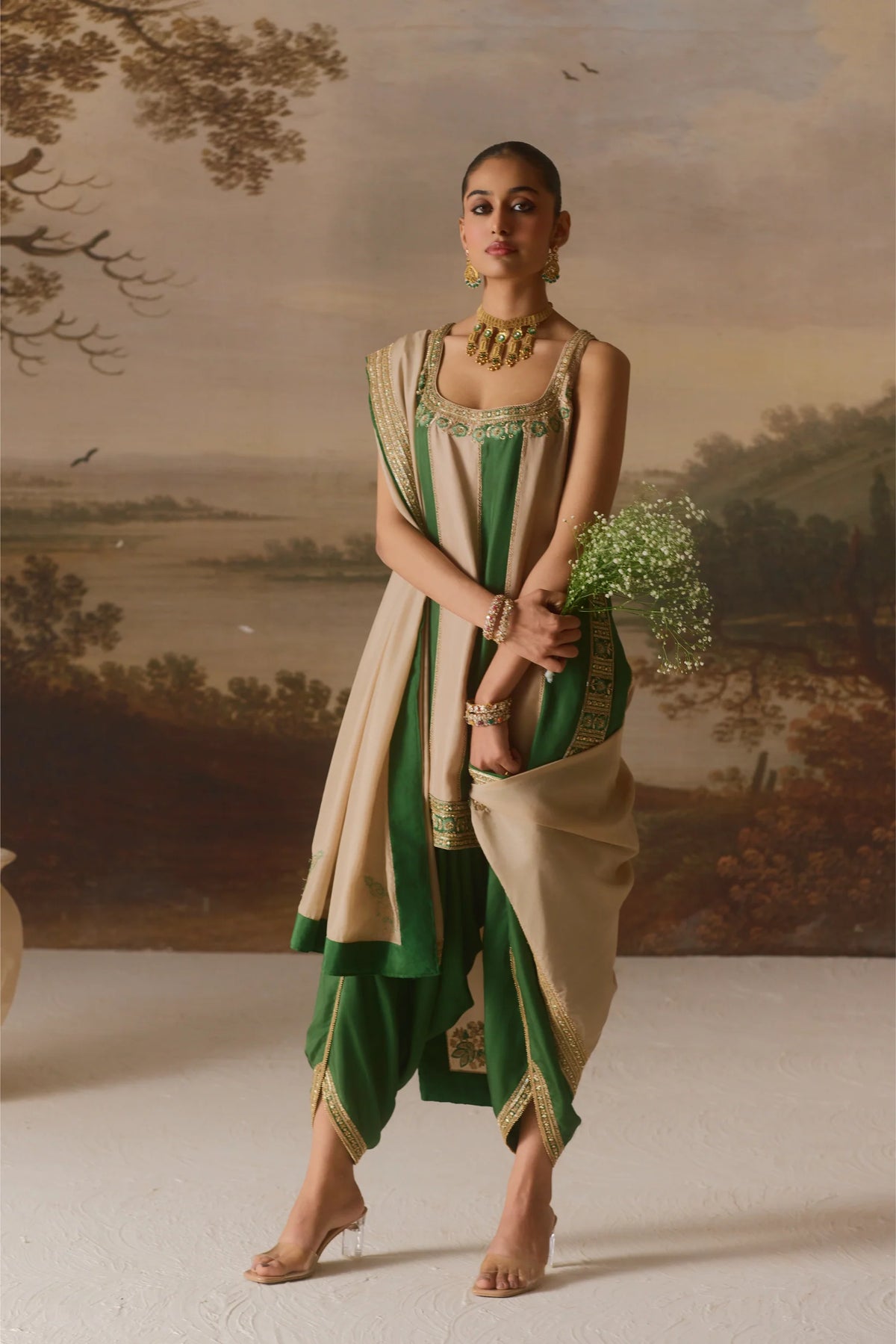 Forest Green Strappy Kurta Set