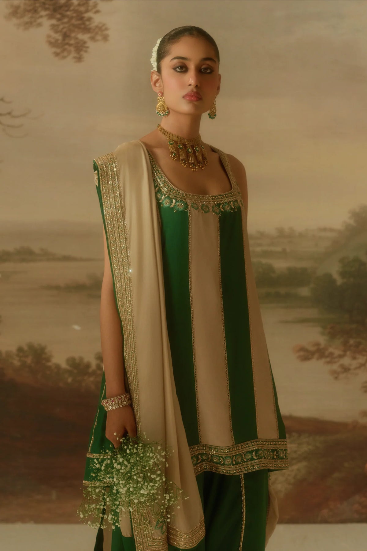 Forest Green Strappy Kurta Set