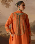 Rust Draped Dhoti Kurta Set