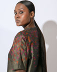 Stardust Greige Drop Shoulder Mandarin Dress