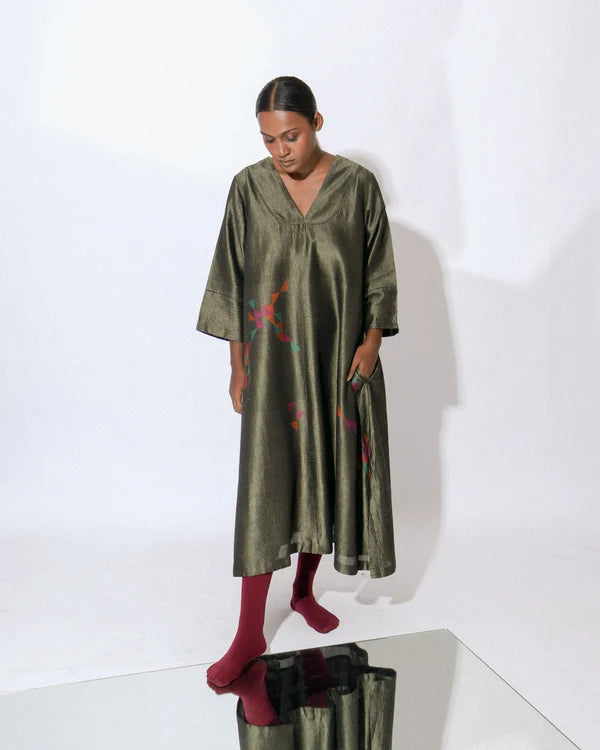 Stardust Greige Choga Neck Dress