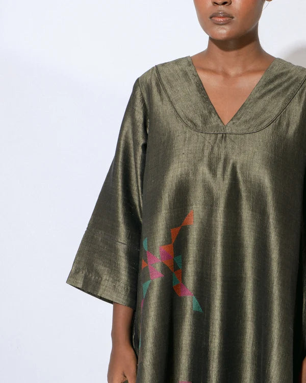 Stardust Greige Choga Neck Dress