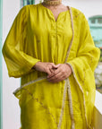 Lime Zardozi Embroidered Kurta Set