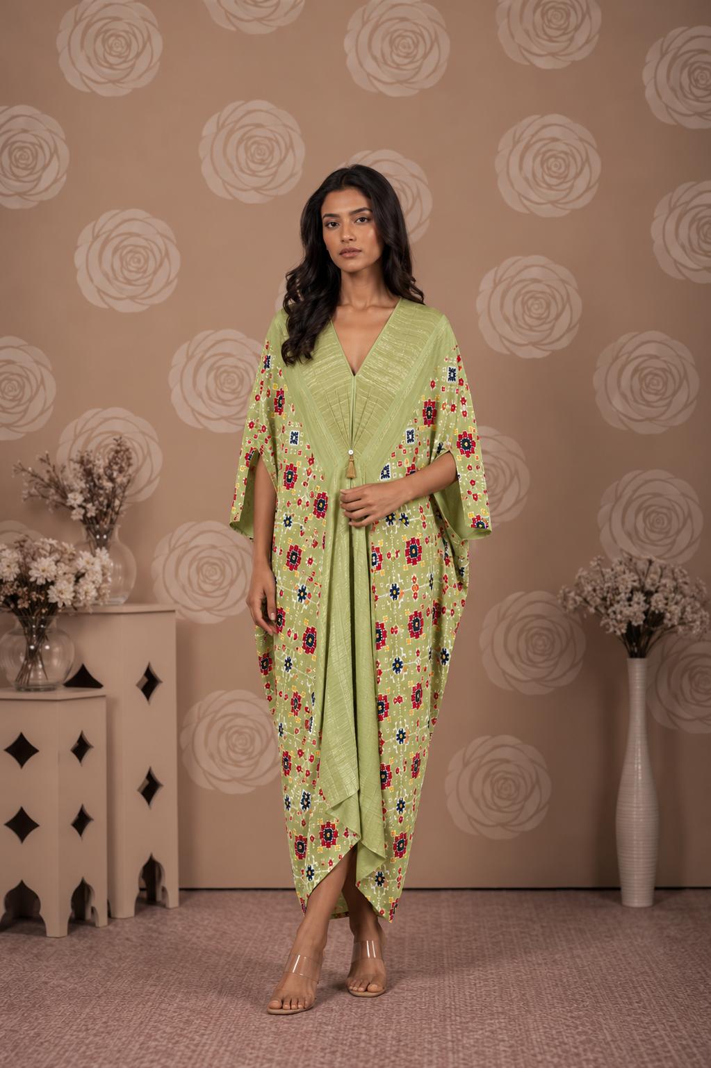Fresh Green Patola Kaftan