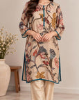 Printed Kurta Set In Beige
