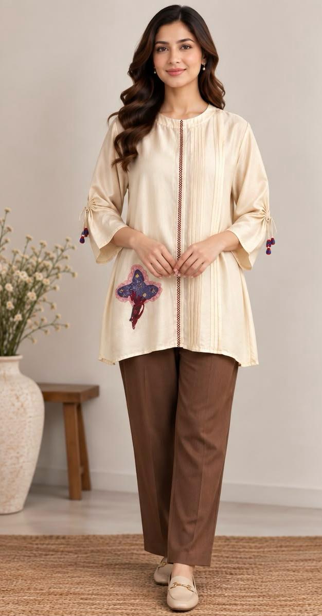 Beige Silk Top